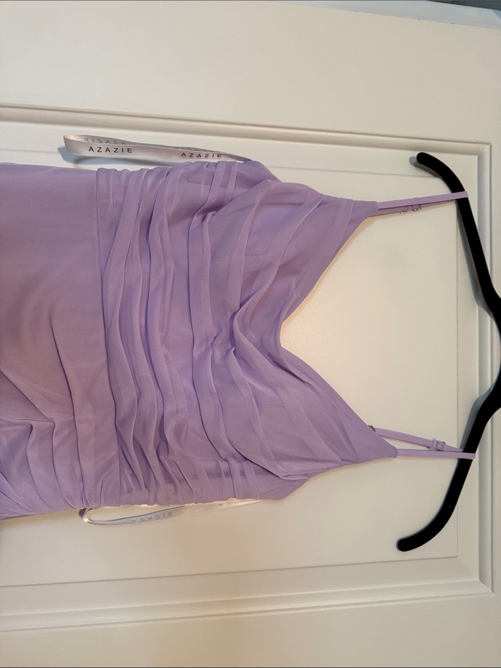 Azazie Deandra Lilac Spaghetti-Strap Gown - Picture 3 of 7